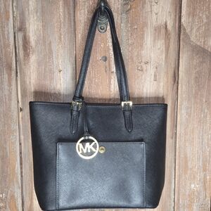Michael Kors Black Tote with Gold Accents